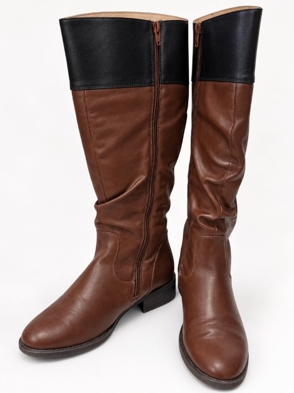 Nine West “Leonora” Two-Tone Knee-High Riding Boots, Women’s Size 8M